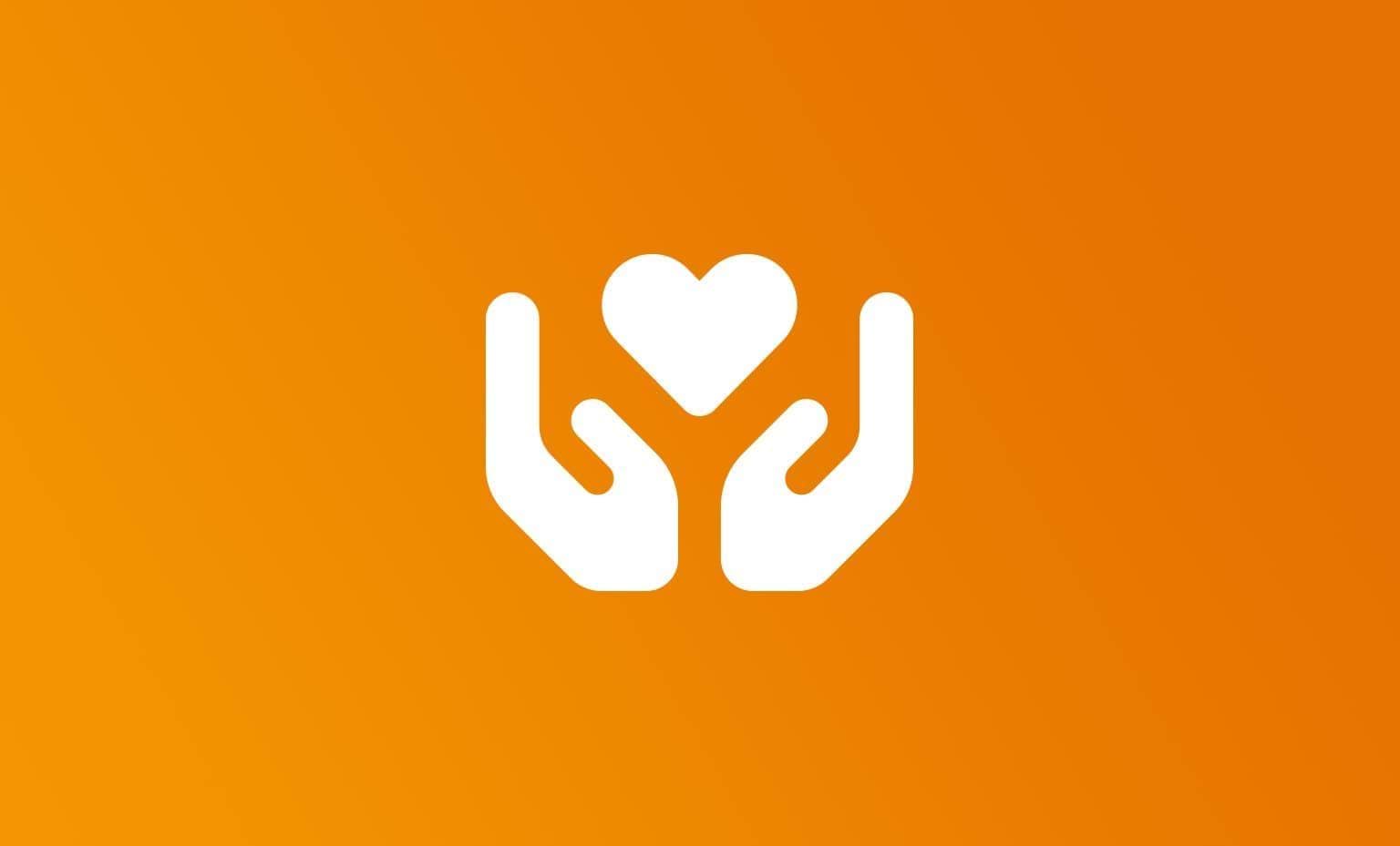 A simple illustration of hands holding a heart